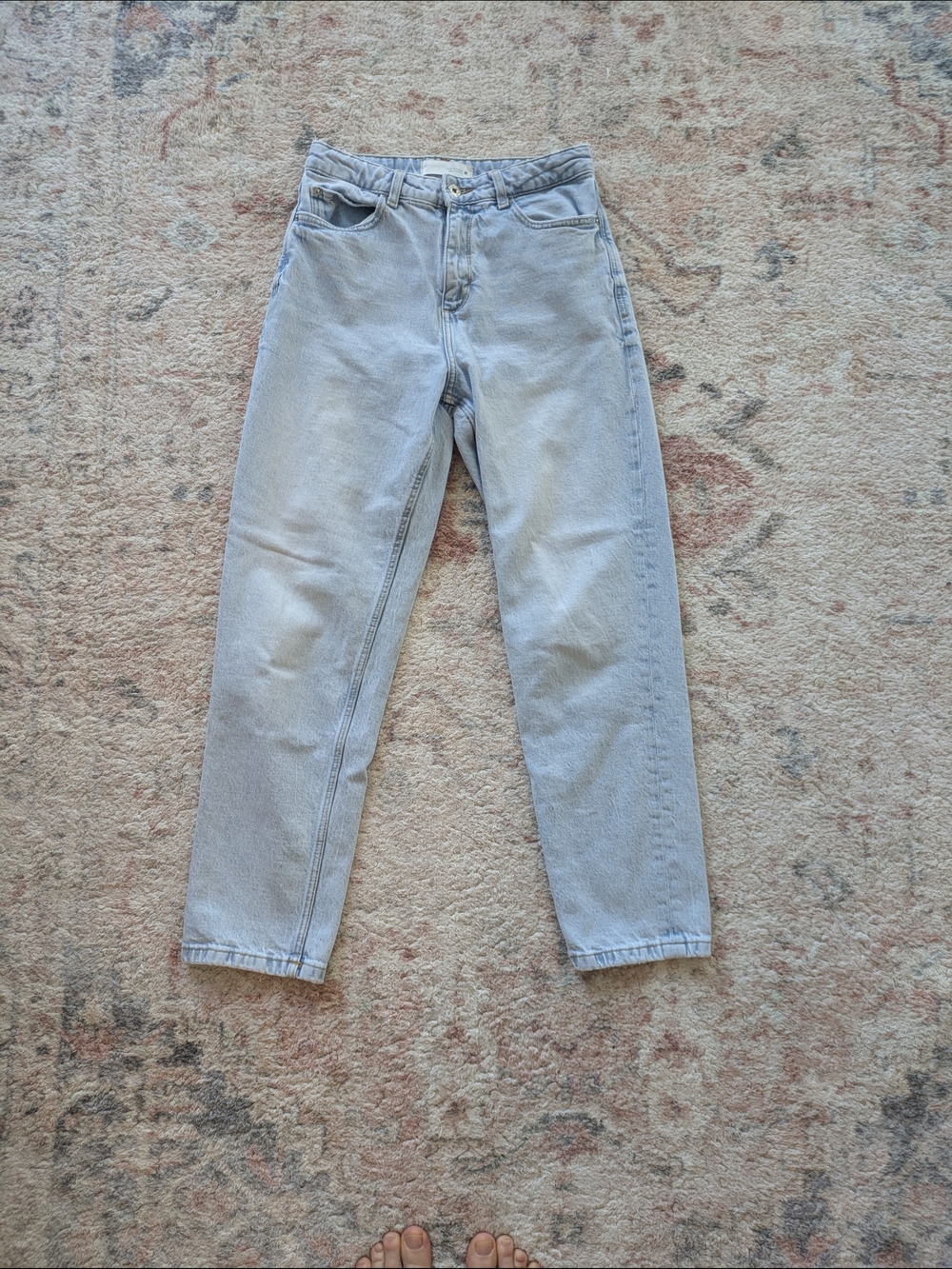 Zara Pale Blue High-Rise Mom Jeans